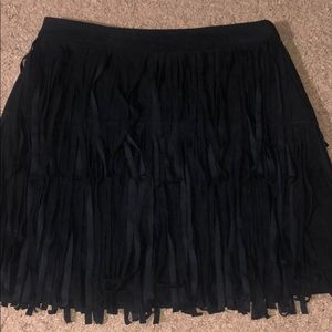 Black suede fringe skirt